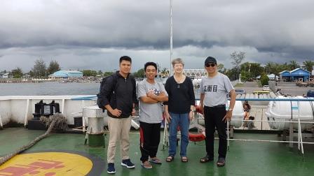 Dendi, Engga, Mary and Wayan on the ferry to Enggano
