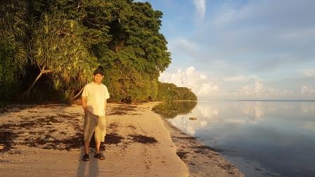 Wayan on the beach in Enggano